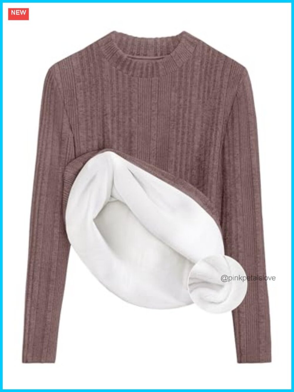 Warm Fleece Sherpa Lined Mock Neck Knit Pullover Sweater